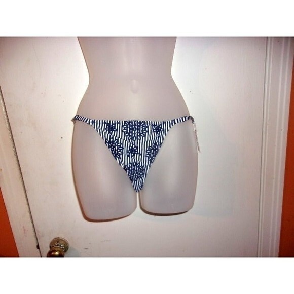 Aerie Medium Striped Floral Print Bikini Bottom - Picture 1 of 3